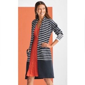 Cabi Boathouse Long Cardigan Sweater Women’s Size XL Open Front Nautical 6243